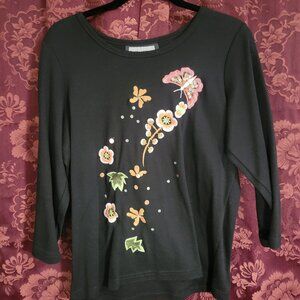 Indigo Moon Embroidered Long Sleeve Tee